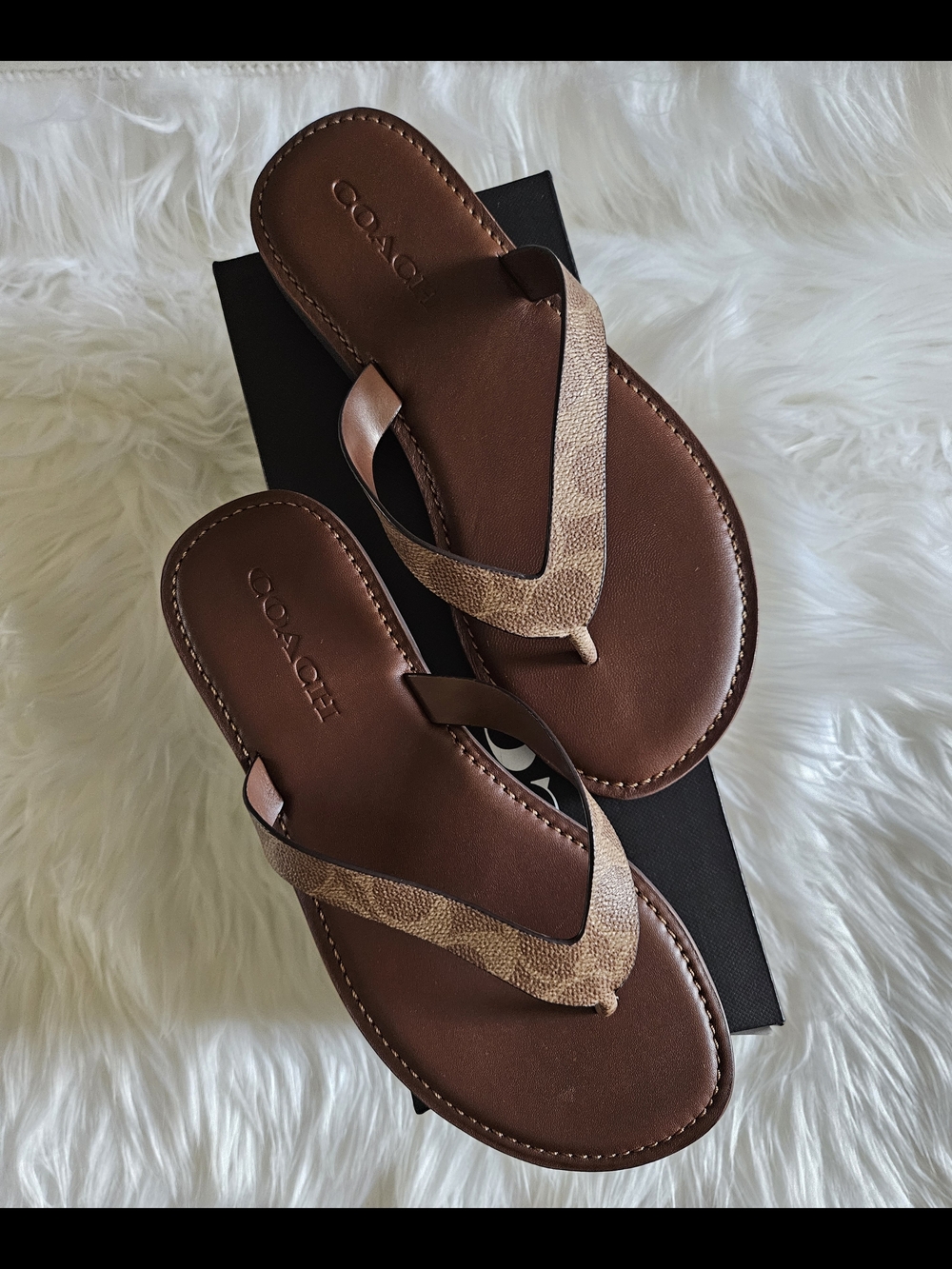Coach Brown Leather Thong Sandals Size 8 NWT - Picture 7 of 7